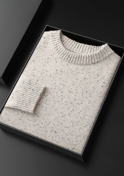 Pure Cashmere White Nepped Essential Crewneck | Solmar