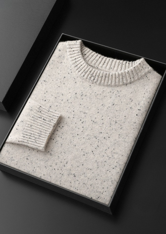 Pure Cashmere White Nepped Essential Crewneck | Solmar