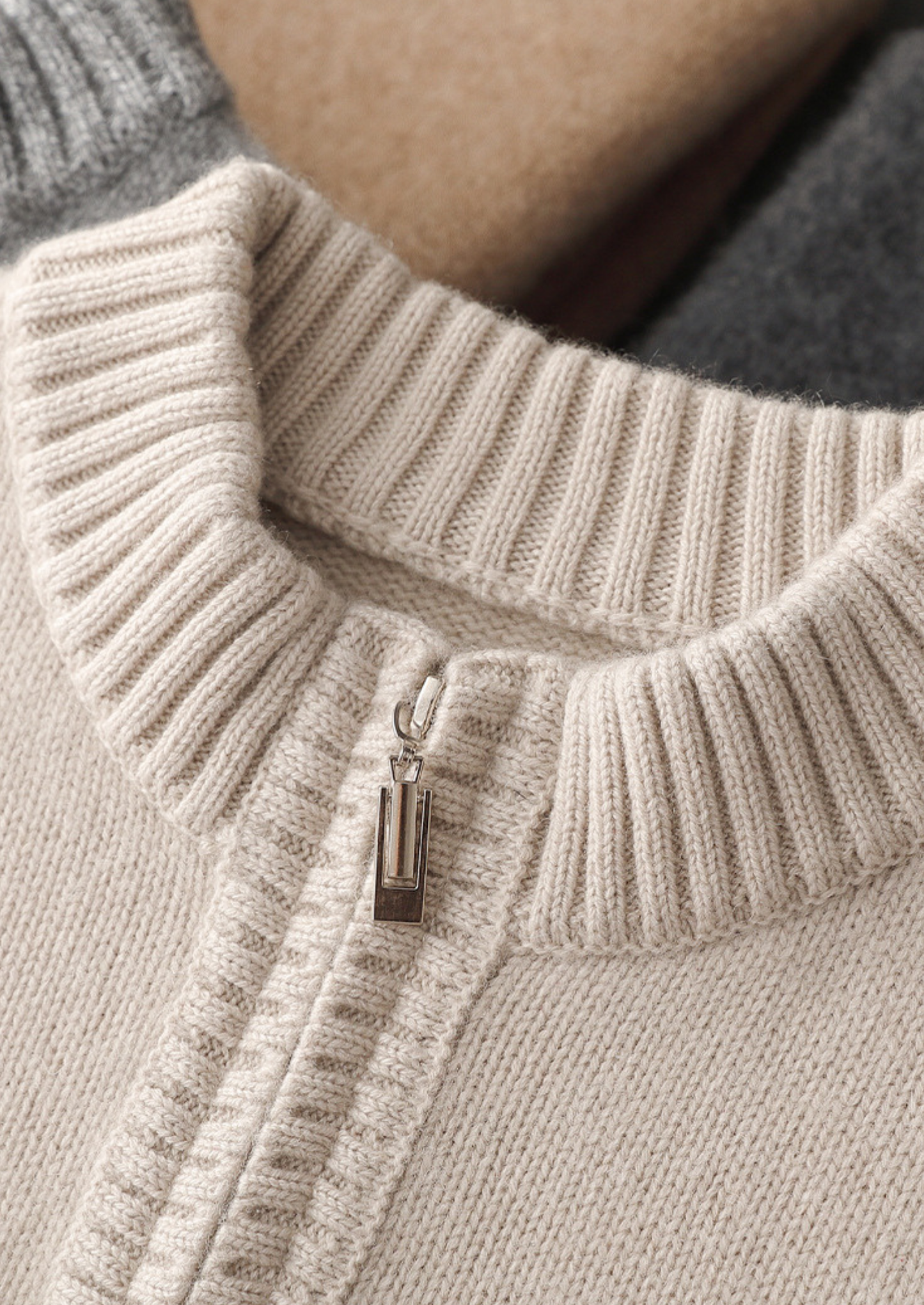 Pure Cashmere Off White Half Zip Sweater | Solmar