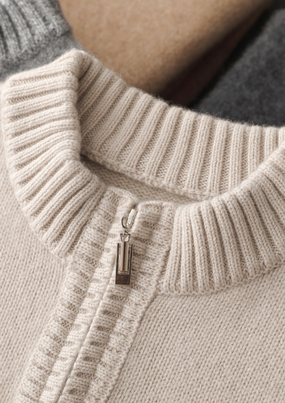 Pure Cashmere Off White Half Zip Sweater | Solmar