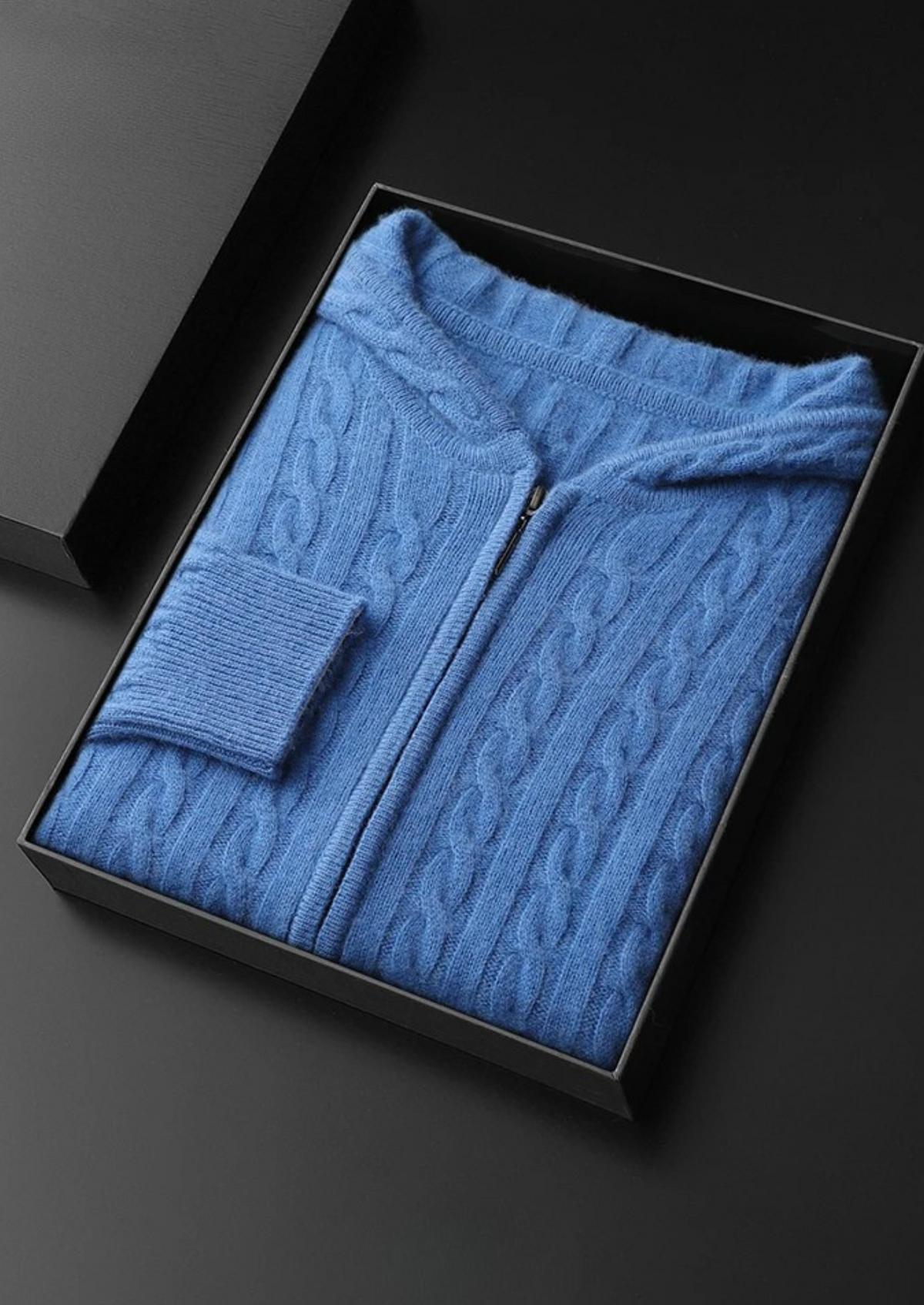 Premium Cashmere Cable Knit Zipper Hoodie | Solmar