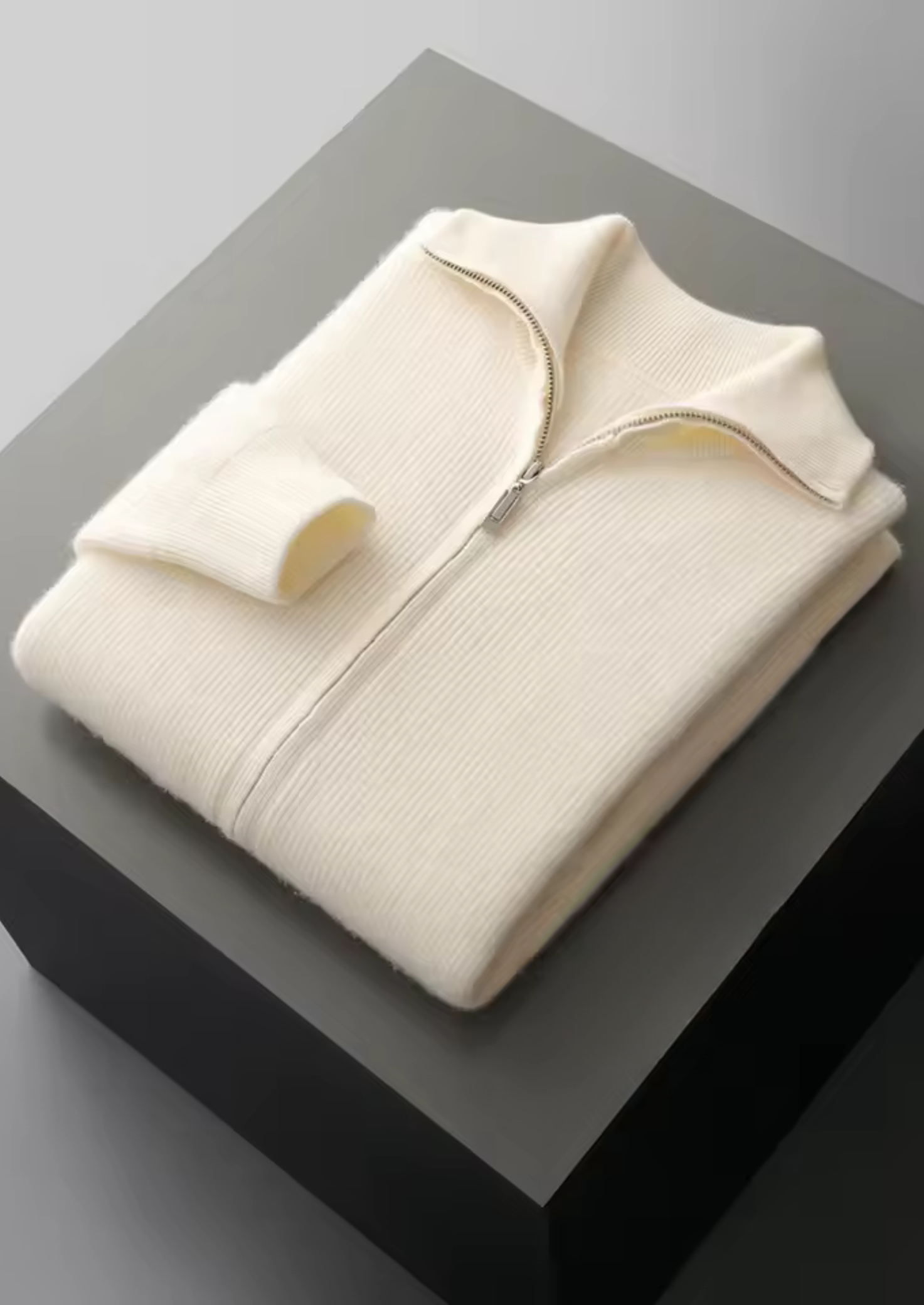 Pure Extra-Fine Merino Wool Ribbed Zipper Cardigan | Solmar