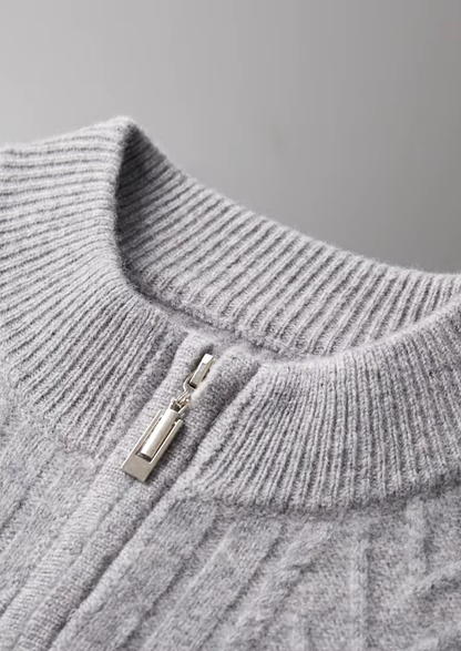 Pure Extra-Fine Merino Wool Patterned Zip Cardigan | Solmar