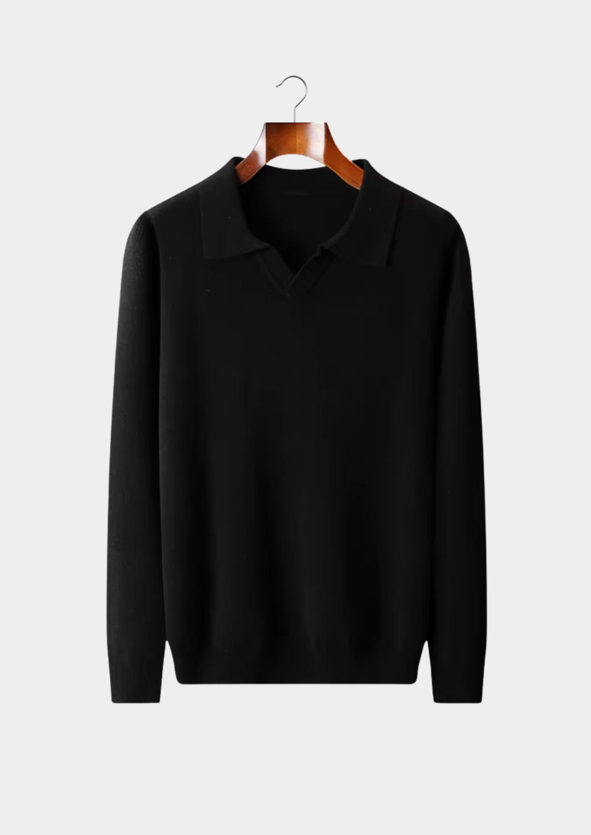 Pure Extra-Fine Merino Wool Ribbed Buttonless Polo | Solmar