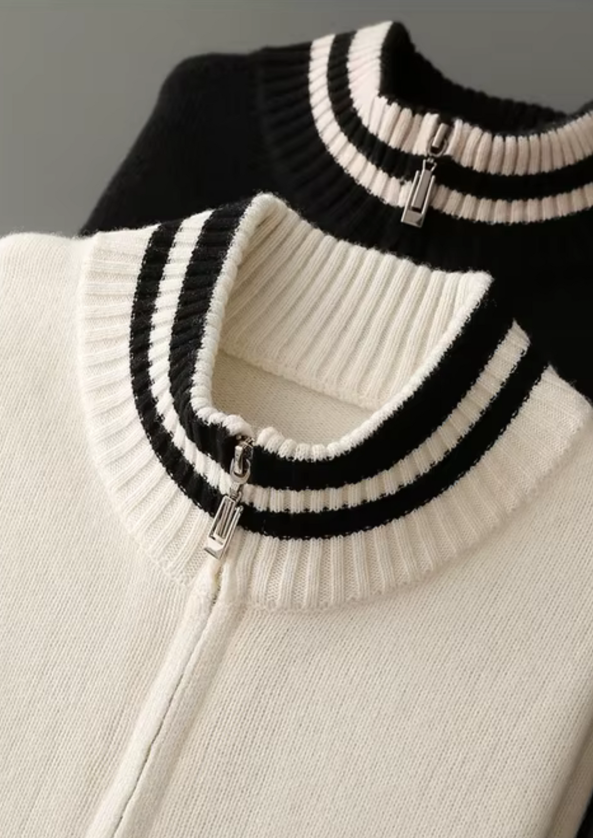 Pure Extra-Fine Merino Wool Two Tone Zip Cardigan | Solmar
