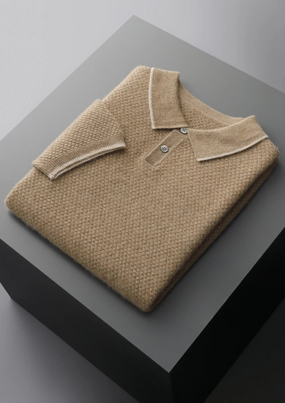 Premium Cashmere Beige Two-Tone Polo | Solmar