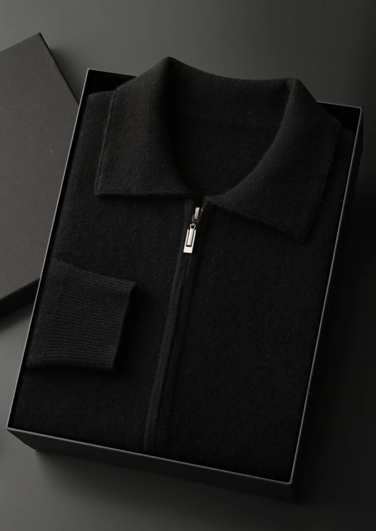 Premium Cashmere Zip Polo Cardigan | Solmar