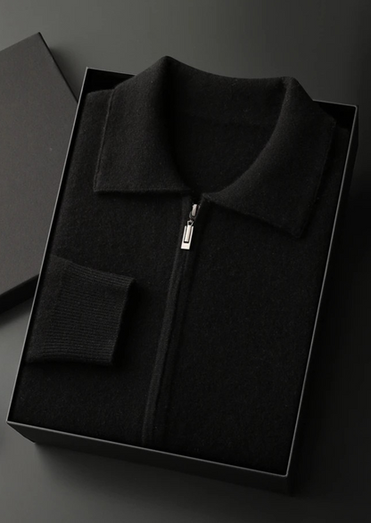 Premium Cashmere Zip Polo Cardigan | Solmar