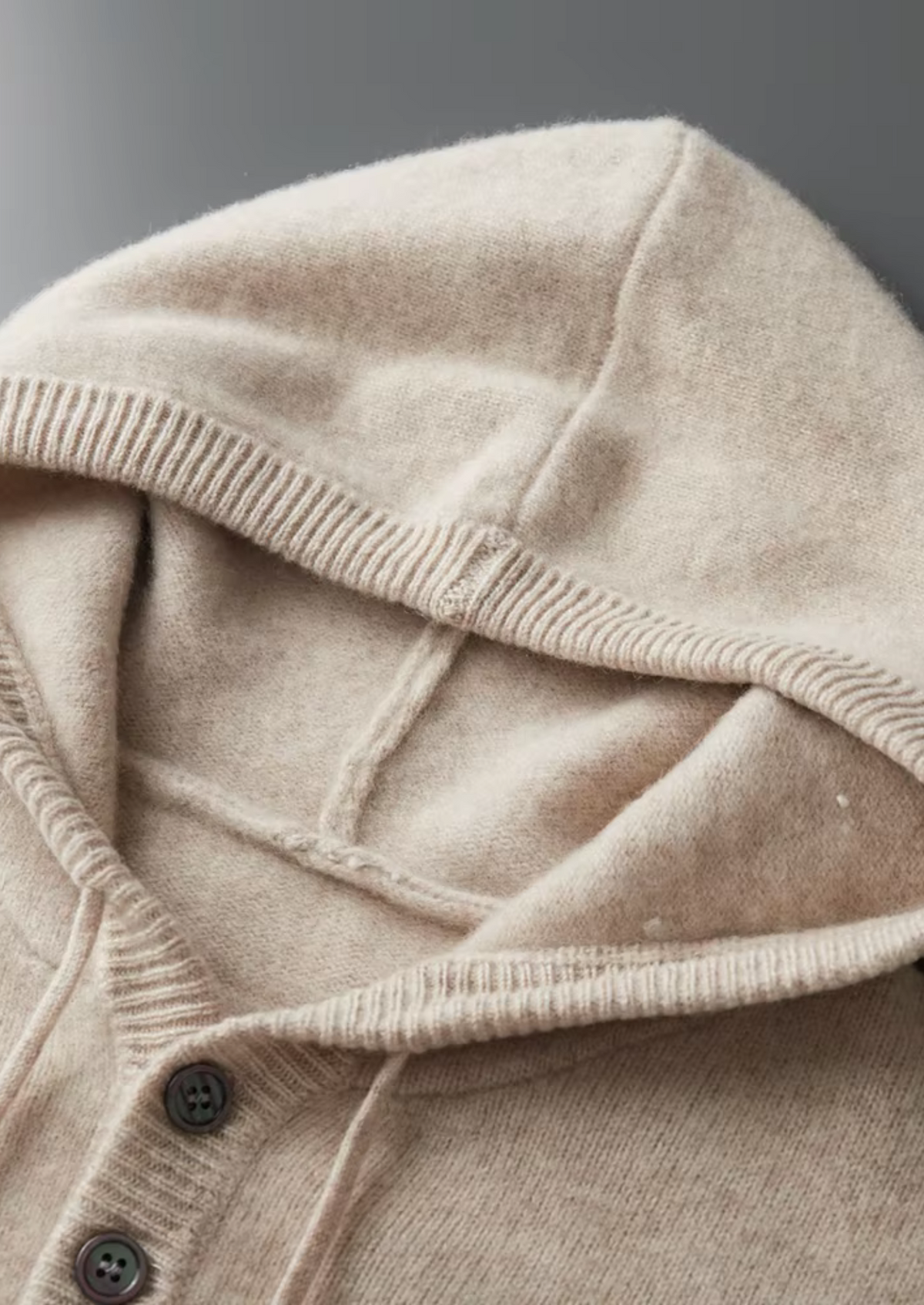 Pure Extra-Fine Merino Wool Button Hoodie | Solmar