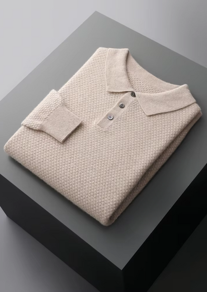 Premium Cashmere Textured Sweater Polo | Solmar