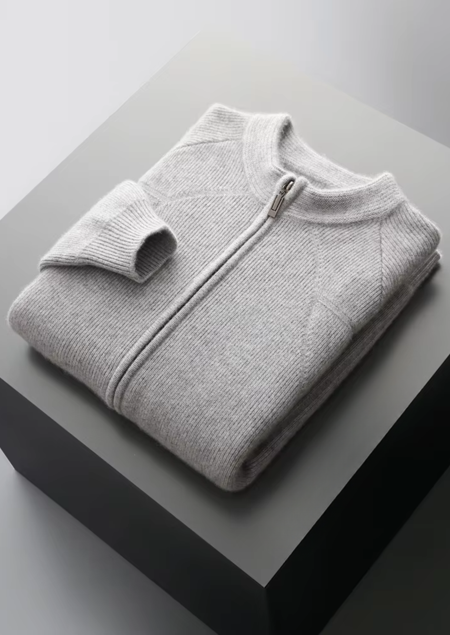 Pure Extra-Fine Merino Wool Ribbed Zip Cardigan | Solmar