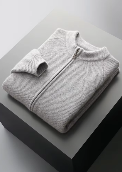 Pure Extra-Fine Merino Wool Ribbed Zip Cardigan | Solmar