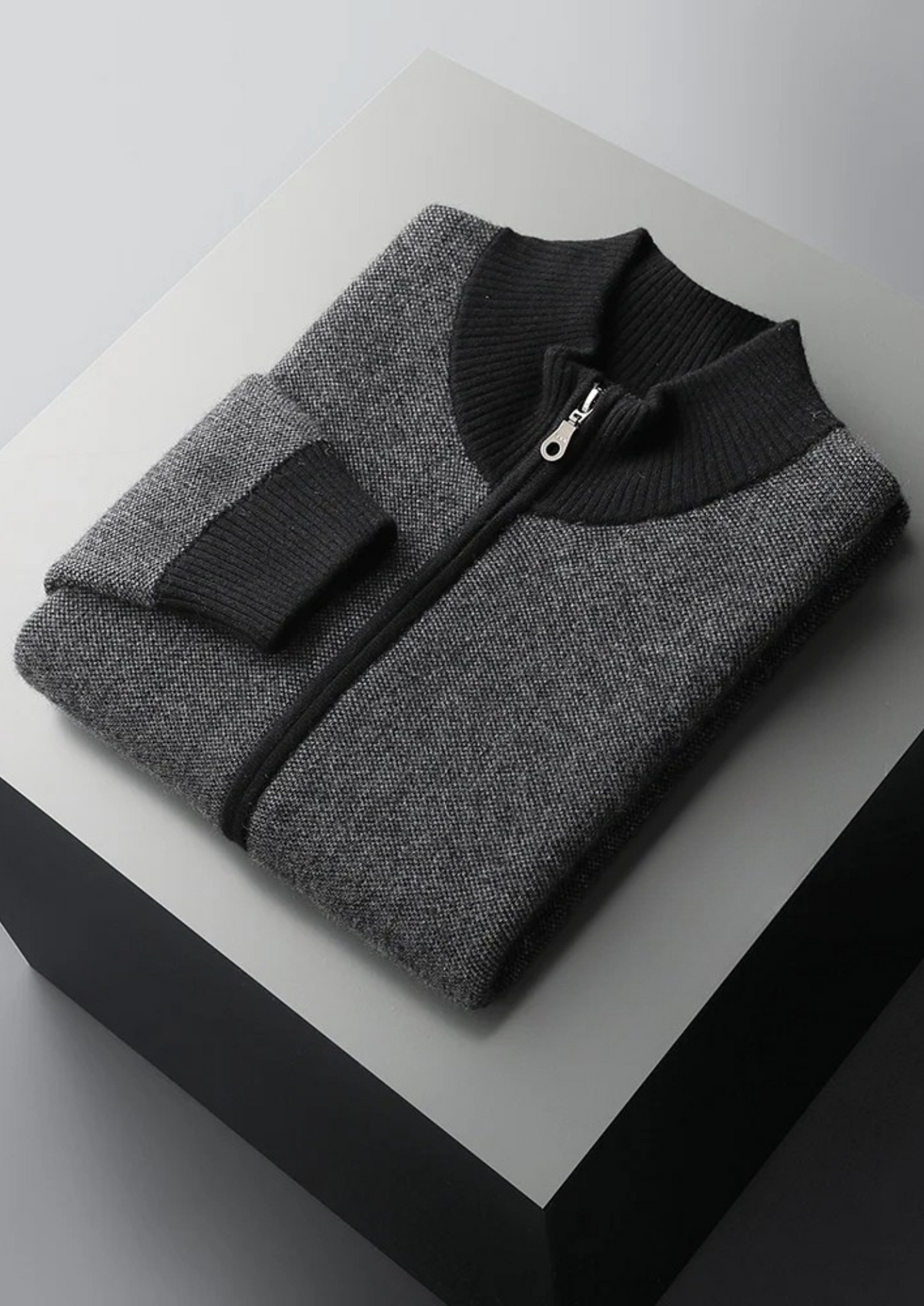 Cárdigan Jacquard con Cremallera de Cachemira Premium