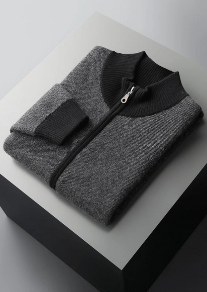 Cárdigan Jacquard con Cremallera de Cachemira Premium