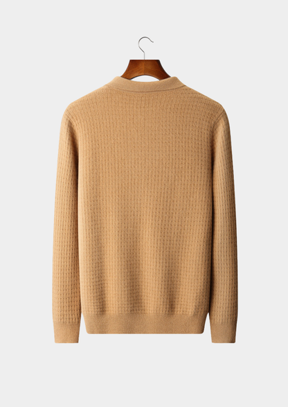 Pure Cashmere Caramel Textured Button Cardigan | Solmar