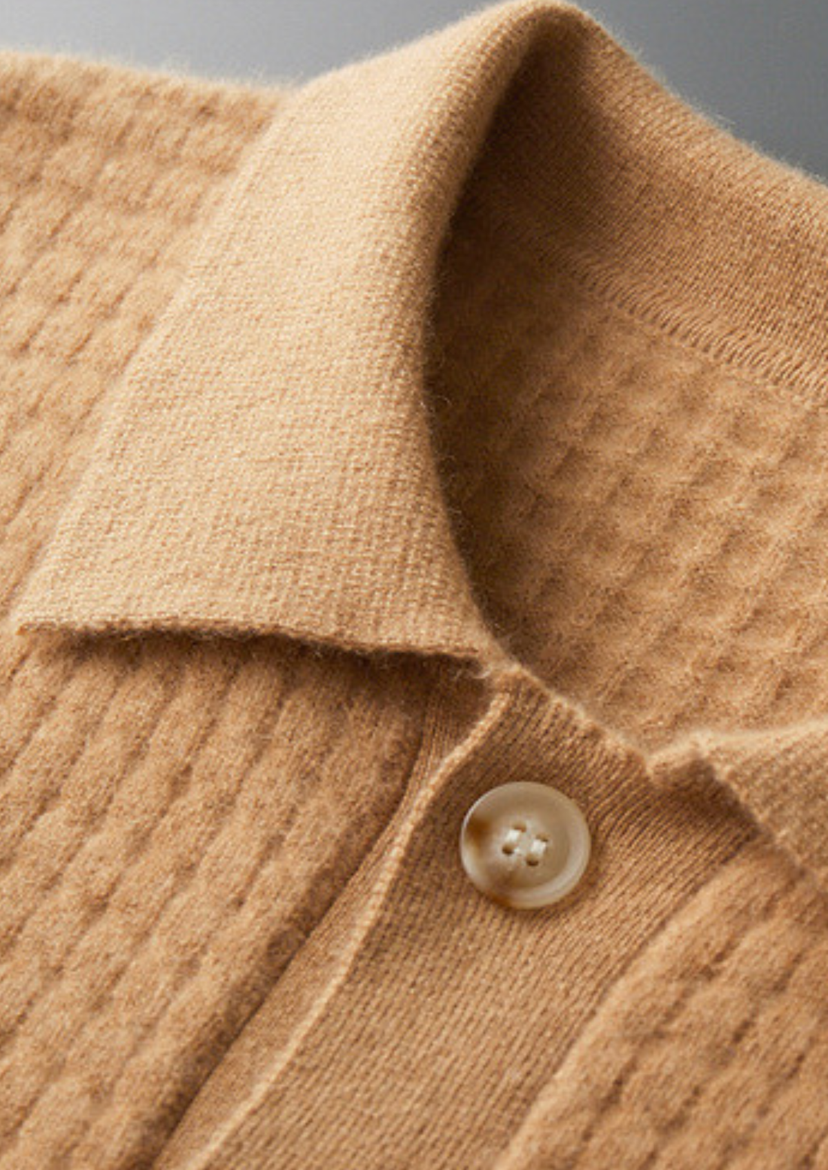 Pure Cashmere Caramel Textured Button Cardigan | Solmar
