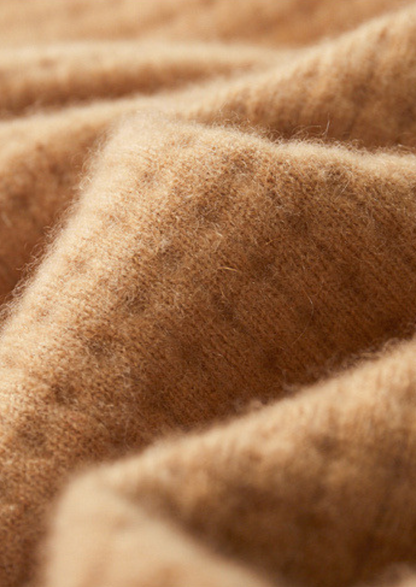 Pure Cashmere Caramel Textured Button Cardigan | Solmar