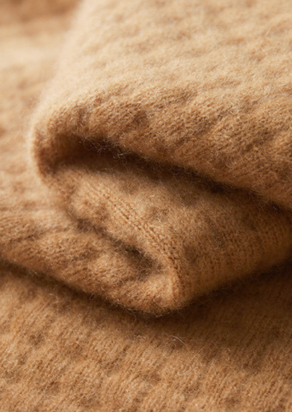Pure Cashmere Caramel Textured Button Cardigan | Solmar