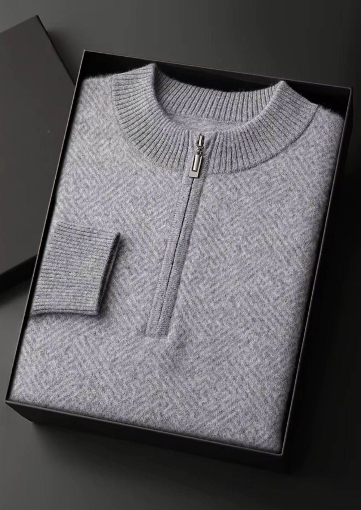 Premium Cashmere Patterned Half-Zip Sweater | Solmar