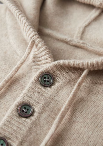 Pure Extra-Fine Merino Wool Button Hoodie | Solmar