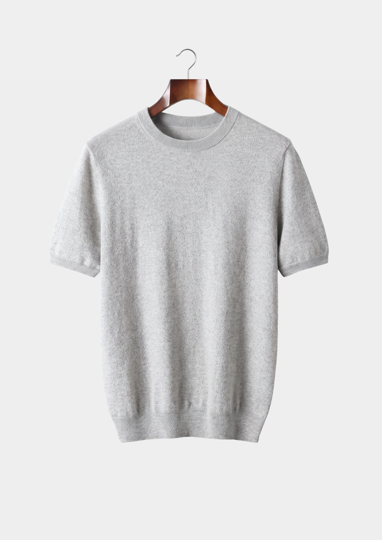 Premium Cashmere Classic Crewneck T-Shirt - Light Gray | Solmar