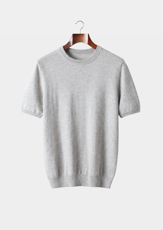 Premium Cashmere Classic Crewneck T-Shirt - Light Gray | Solmar