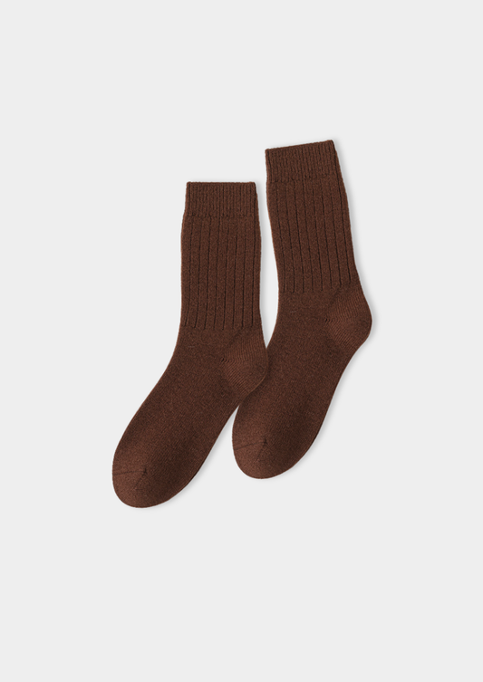 Coffee Ultra-Soft Ribbed Merino Wool Socks | Solmar