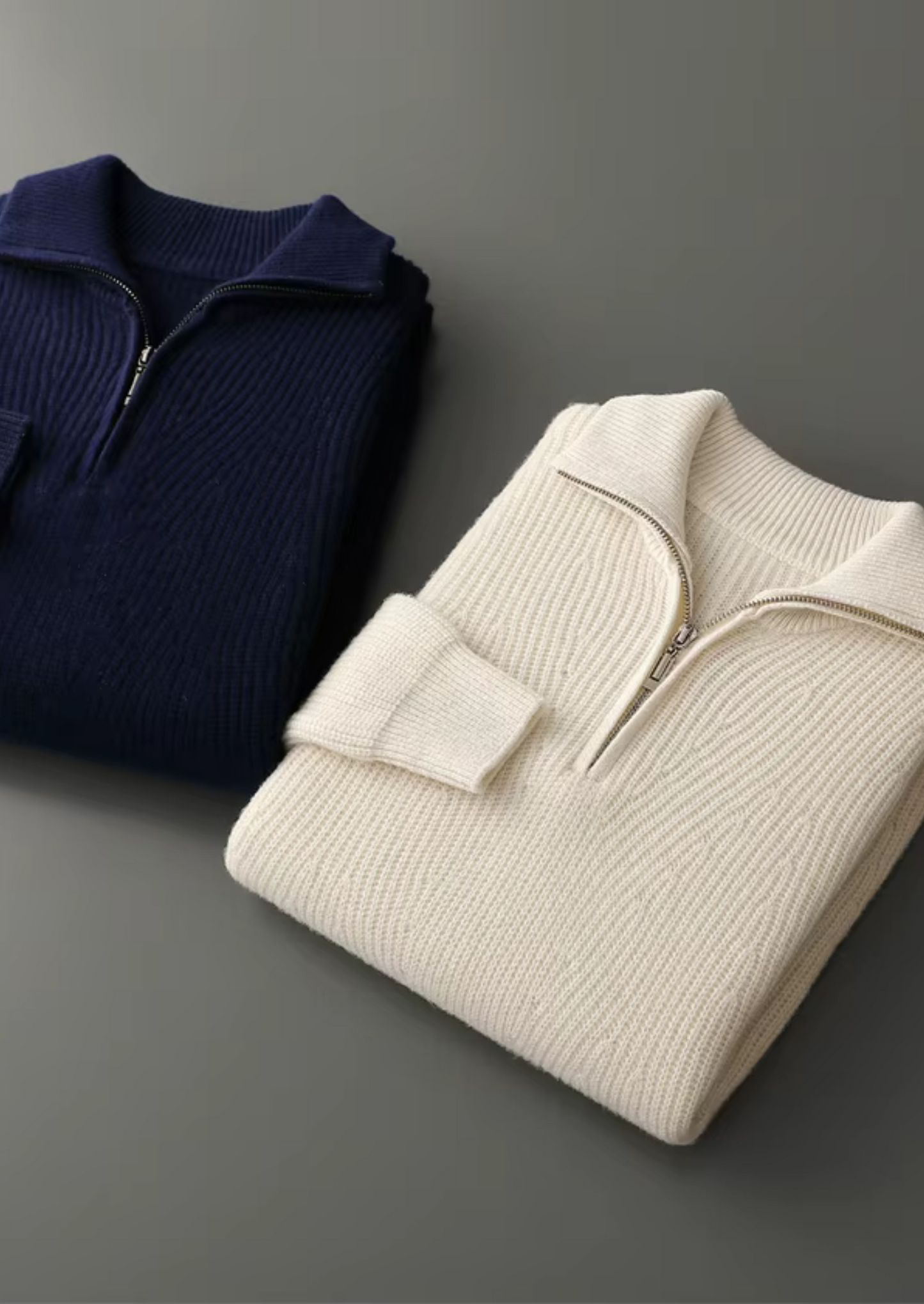 Pure Extra-Fine Merino Wool Ribbed Half-Zip | Solmar