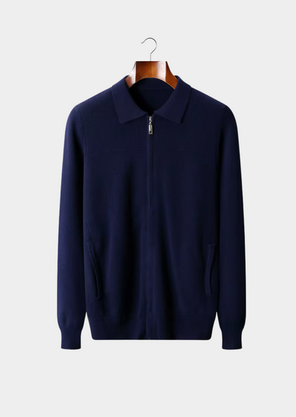 Pure Extra-Fine Merino Wool Ribbed Polo Cardigan | Solmar