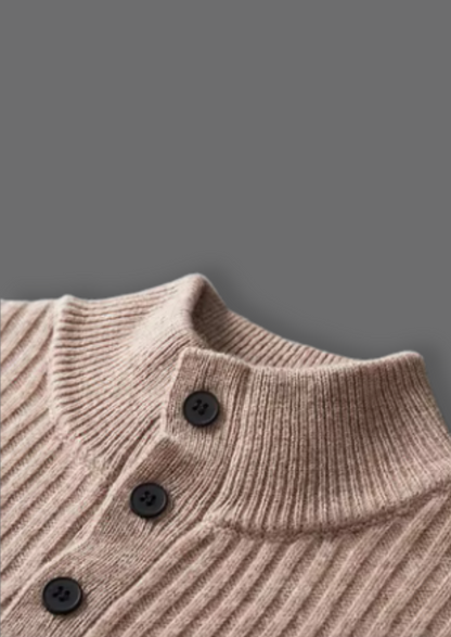 Pure Extra-Fine Merino Wool Ribbed Henley Sweater | Solmar