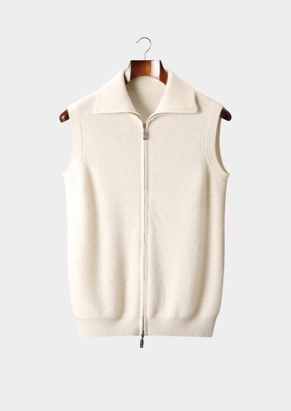 Pure Cashmere Ivory Body Warmer Vest | Solmar