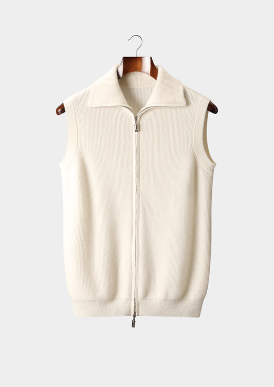 Pure Cashmere Ivory Body Warmer Vest | Solmar