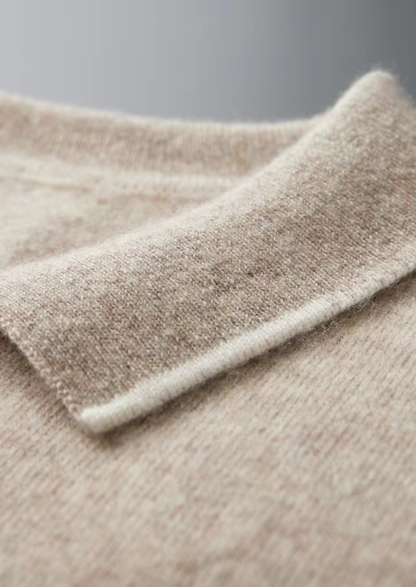 Premium Cashmere Two Tone Button Polo | Solmar