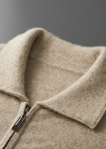 Premium Cashmere Zip Polo Cardigan | Solmar