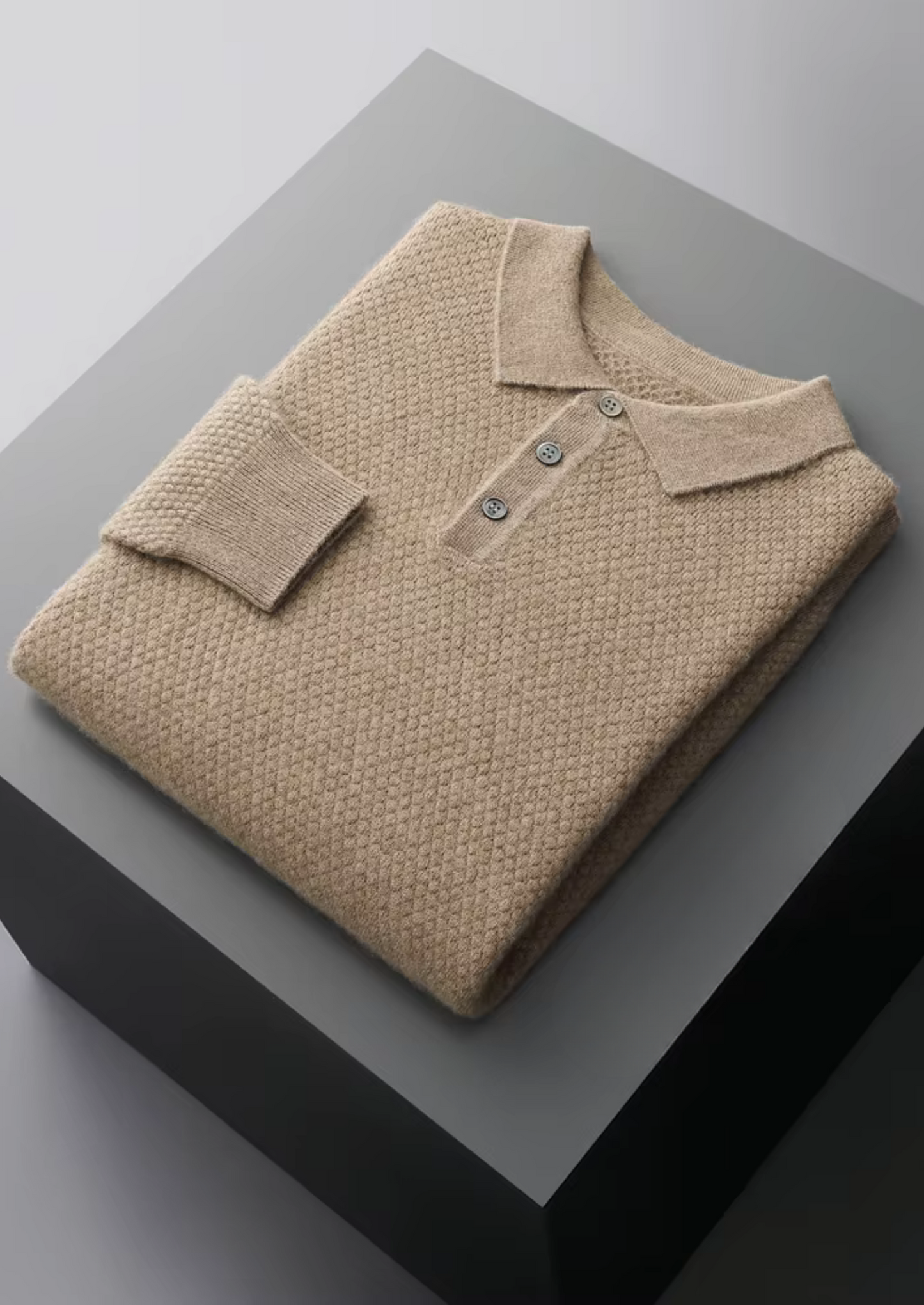 Premium Cashmere Textured Sweater Polo | Solmar