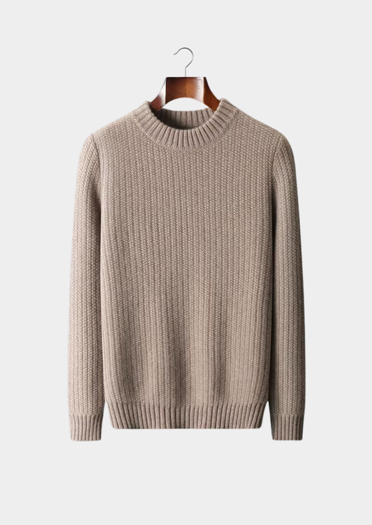 Pure Cashmere Beige Heavyweight Crewneck | Solmar