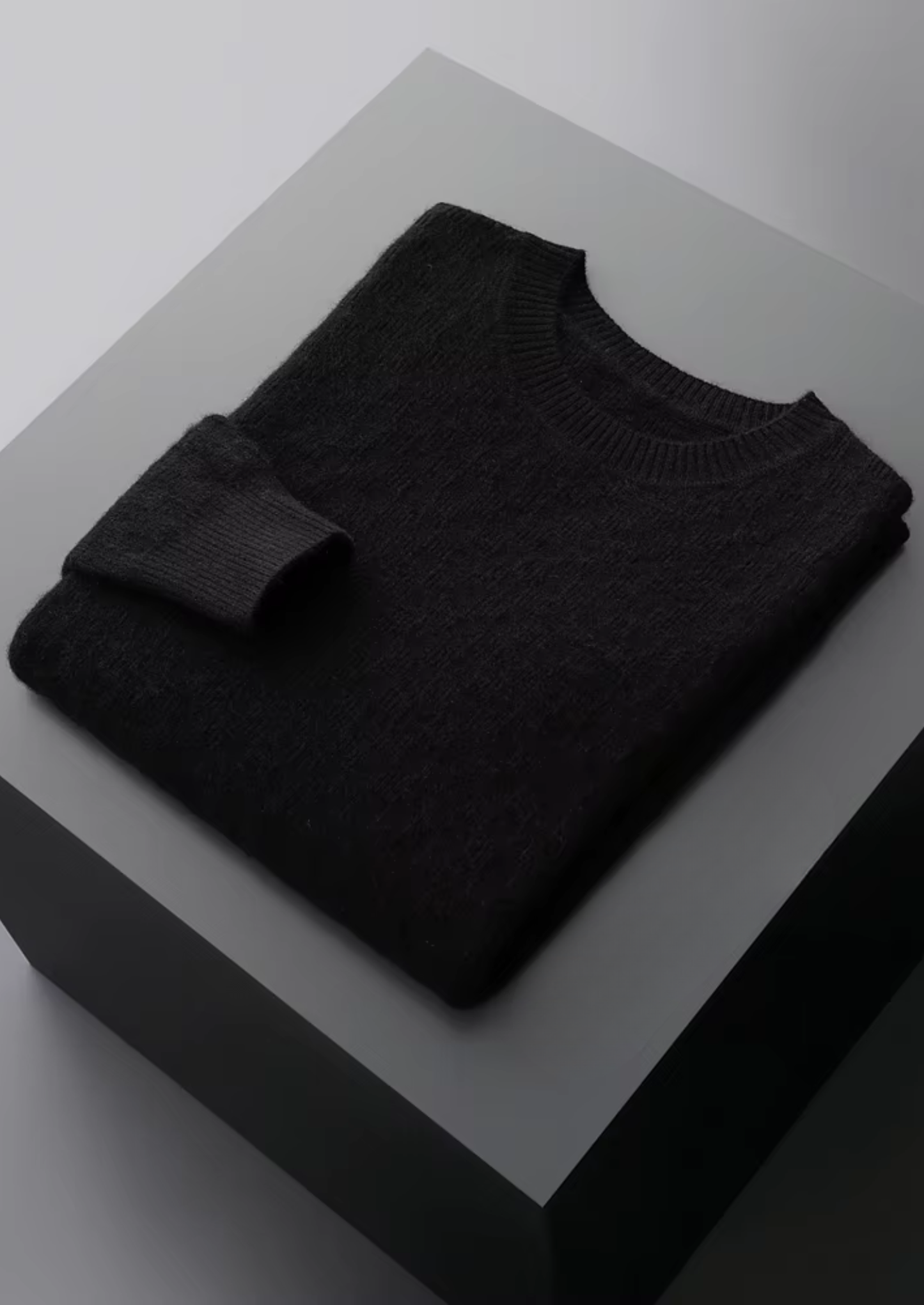 Jersey de Cuello Redondo Texturizado de Cachemira Premium