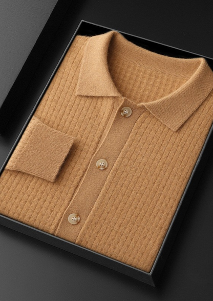 Pure Cashmere Caramel Textured Button Cardigan | Solmar