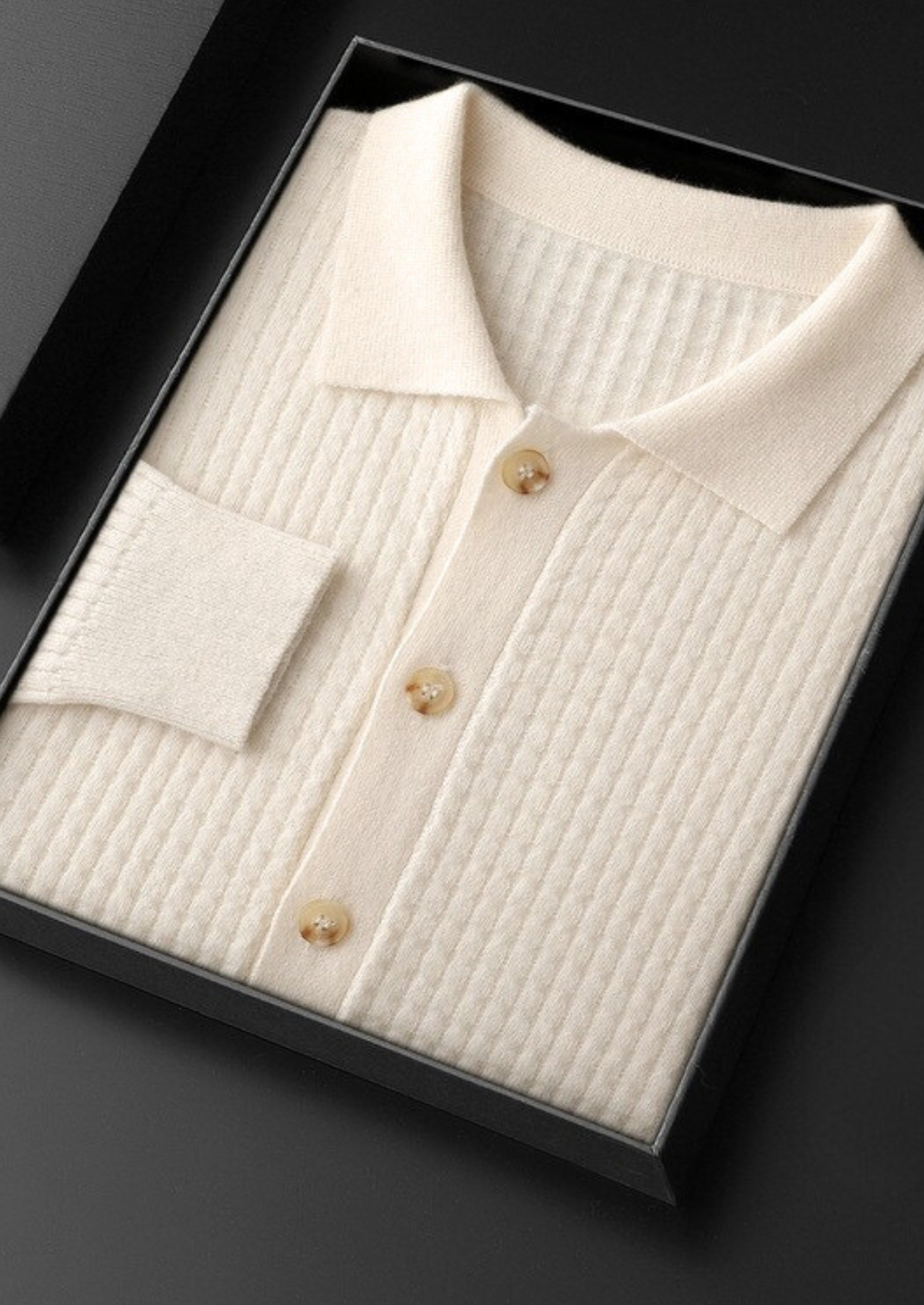 Pure Cashmere Ivory Textured Button Cardigan | Solmar