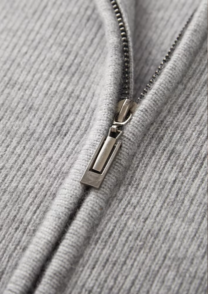 Pure Extra-Fine Merino Wool Ribbed Zip Cardigan | Solmar