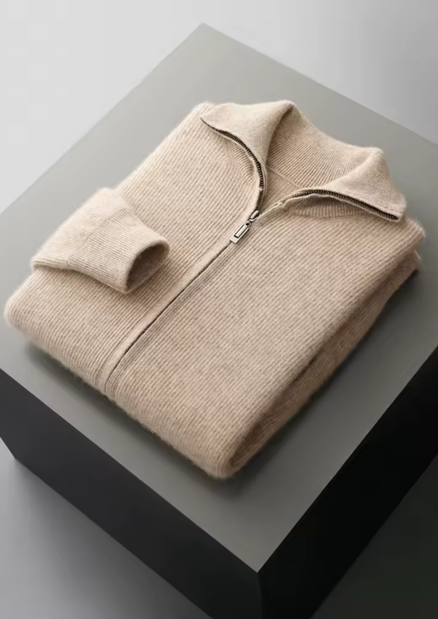 Pure Extra-Fine Merino Wool Ribbed Zipper Cardigan | Solmar