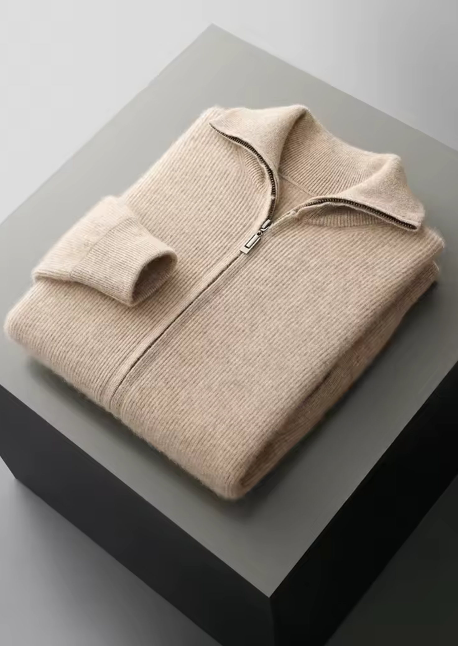 Pure Extra-Fine Merino Wool Ribbed Zipper Cardigan | Solmar
