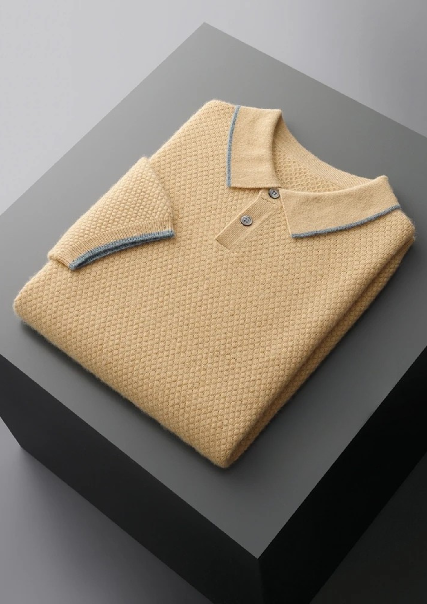 Premium Cashmere Mustard Two-Tone Polo | Solmar