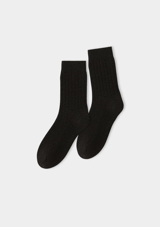 Black Ultra-Soft Ribbed Merino Wool Socks | Solmar