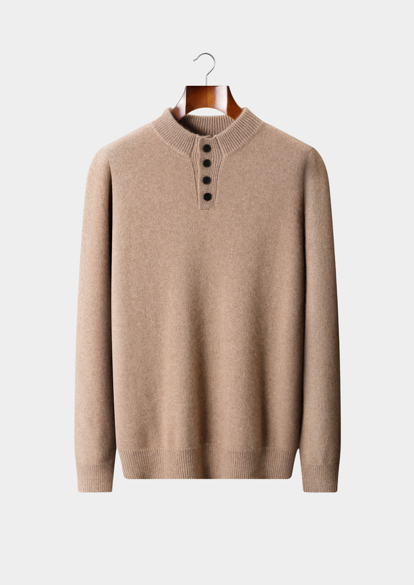 Pure Cashmere Beige Button Sweater | Solmar