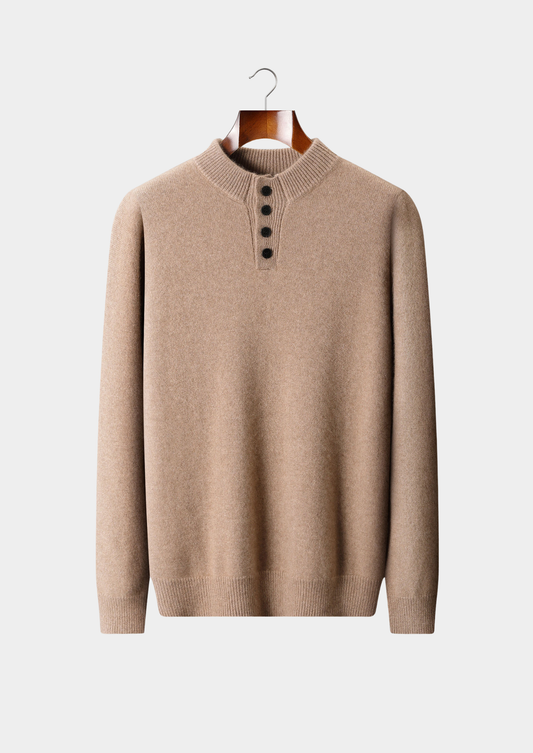 Pure Cashmere Beige Button Sweater | Solmar