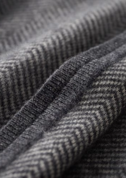Pure Extra-Fine Merino Wool Gray Herringbone Set | Solmar