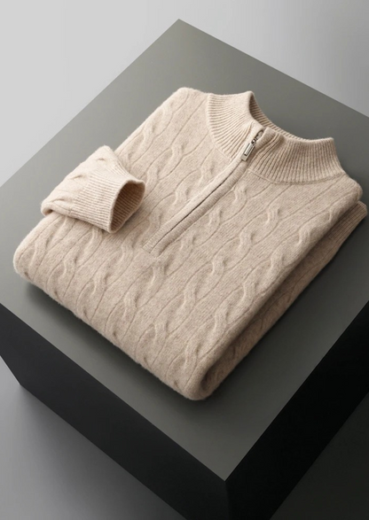 Pure Extra-Fine Merino Wool Cable Half Zip | Solmar
