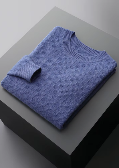 Jersey de Cuello Redondo Texturizado de Cachemira Premium