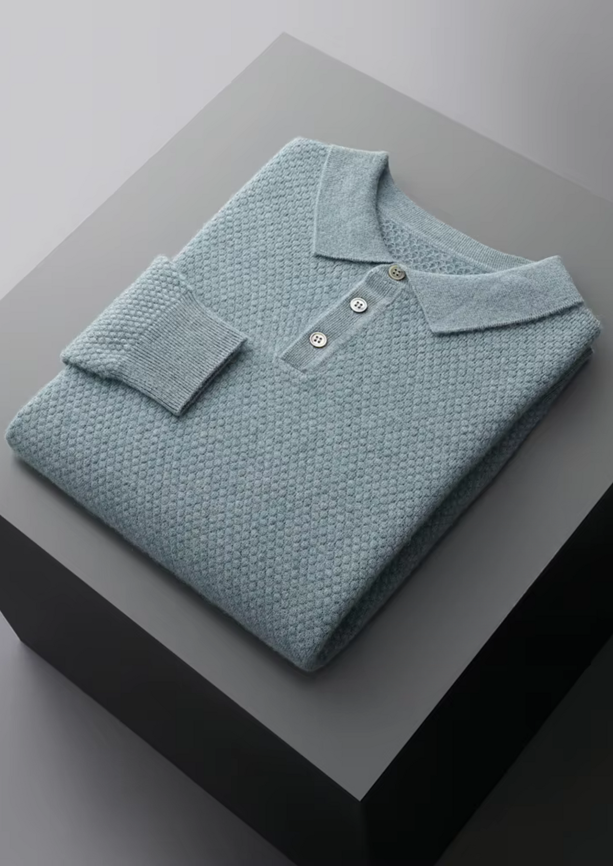 Premium Cashmere Textured Sweater Polo | Solmar